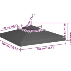 Telte & Lysthuse^Pavillontopdække 2-lags 3x3 m - Vandafvisende baldakin | Farve: Gråbrun | 310 g/m²
