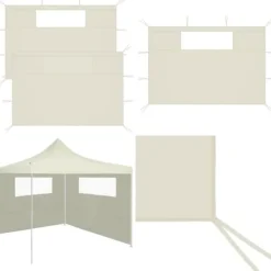 Telte & Lysthuse^Pavillonvægge med vinduer 2 stk. Cremefarvet - Pavillonvæg - Pavillonvægge - Home & Living