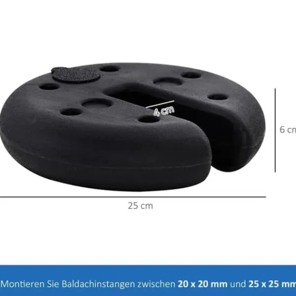Sale Pavillonvægt, fyldbar op til 5 kg, HDPE, sort, Ø25x6 cm Telte & Lysthuse