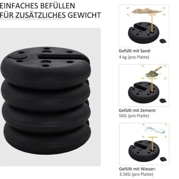 Sale Pavillonvægt, fyldbar op til 5 kg, HDPE, sort, Ø25x6 cm Telte & Lysthuse