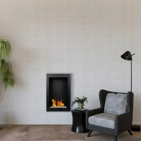 Pejse^Pejs Bio pejs Vægmonteret biopejs ethanol pejs VERTICAL 61 cm x 39 cm x 12 cm sort økologisk pejs