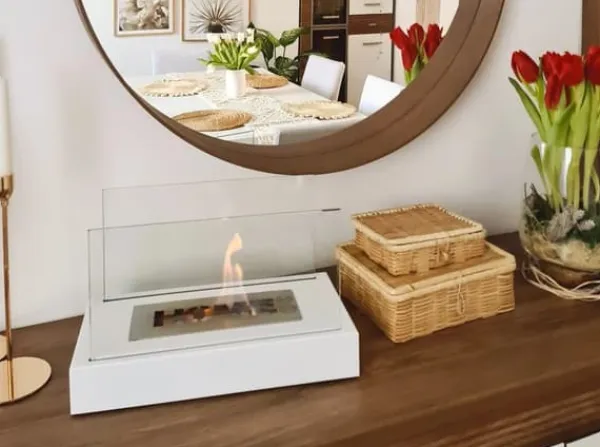 Clearance Pejs HOME bio-pejs hvid mat økologisk pejs ethanol pejs 36 cm x 18 cm x 22 cm Brænder med TÜV sikkerhedscertifikat Pejse