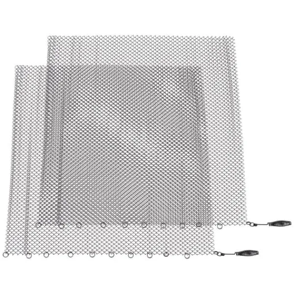 Tilbehør Til Brændeovne & Pejse^Pejs Mesh Screen Gardin 2 brede paneler Hængende erstatningsskærme til hjemmet Brændeovn Pejs Sort 24x22in