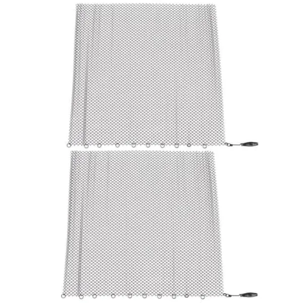 Tilbehør Til Brændeovne & Pejse^Pejs Mesh Screen Gardin 2 brede paneler Hængende erstatningsskærme til hjemmet Brændeovn Pejs Sort 24x22in
