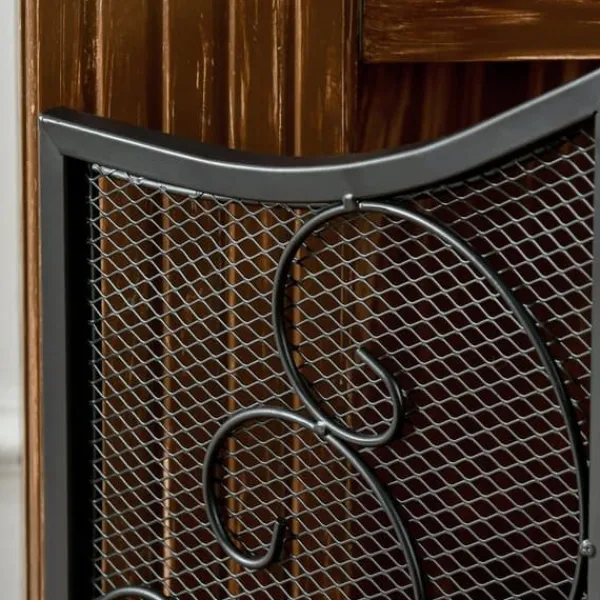 Sale Pejsenet gnistskærm, foldbar 3-panel, vintage, metal, sort Tilbehør Til Brændeovne & Pejse