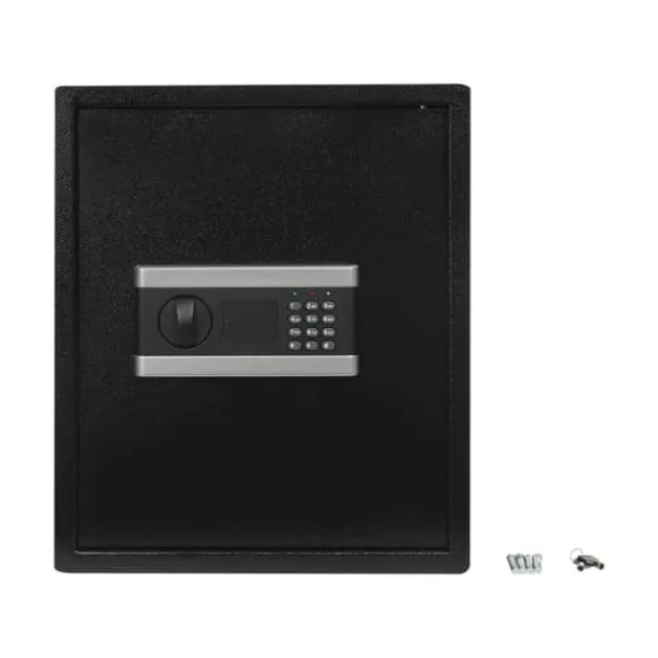 Sale Pengeskab - Elektronisk digital kodelås - Intelligent alarm - Nødnøgler - Tredobbelt tyverisikringslås - 38×31×45 cm - CE-certificeret - Sort Pengeskabe