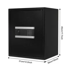 Sale Pengeskab - Elektronisk digital kodelås - Intelligent alarm - Nødnøgler - Tredobbelt tyverisikringslås - 38×31×45 cm - CE-certificeret - Sort Pengeskabe