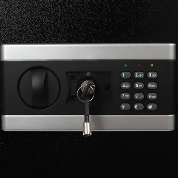 Sale Pengeskab - Elektronisk digital kodelås - Intelligent alarm - Nødnøgler - Tredobbelt tyverisikringslås - 38×31×45 cm - CE-certificeret - Sort Pengeskabe