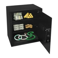 Sale Pengeskab - Elektronisk digital kodelås - Intelligent alarm - Nødnøgler - Tredobbelt tyverisikringslås - 38×31×45 cm - CE-certificeret - Sort Pengeskabe