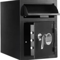 Pengeskabe^Pengeskab 1,2 kubikfod, Frontmonteret, Stor Kapacitet, Digital Tastatur, 2-lags Opbevaringsboks, Sort, Reservenøgler, Kontanter, Smykker, Dokumenter | CDON