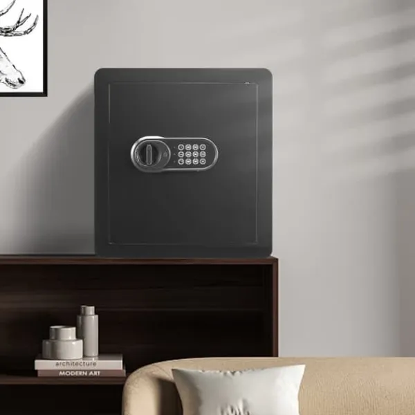 Pengeskabe^Pengeskab 1,8 kubikfod med digital tastatur og 2 nøgler. Brandsikker taske beskytter kontanter og værdier som guld.