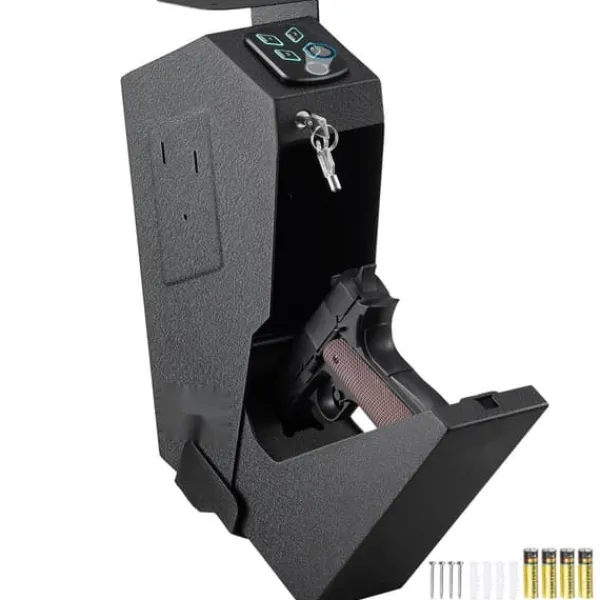 Discount Pengeskab til pistoler med biometrisk lås og 3 adgangsmetoder. Sikker opbevaring af én pistol. Pengeskabe