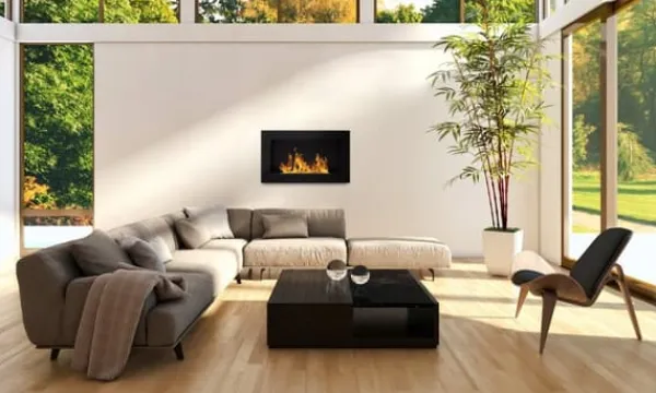 Sale Perfekt til jul julegave Ethanol pejs Bioethanol vægmonteret bioovn 65 x 40 x 12 cm mat sort Biokedel miljøvenlig bioovn Pejse