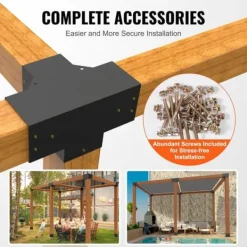 Buer, Spalier, Lysthuse Uden Tag^Pergola beslag sæt 152x152 mm, 2 stk. 4-vejs hjørnebeslag til DIY projekter. Nem installation til træbjælker i pergolaer og lysthuse.