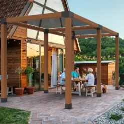 Buer, Spalier, Lysthuse Uden Tag^Pergola beslag sæt 152x152 mm, 2 stk. 4-vejs hjørnebeslag til DIY projekter. Nem installation til træbjælker i pergolaer og lysthuse.