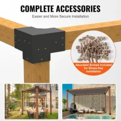 Buer, Spalier, Lysthuse Uden Tag^Pergola Beslag Sæt 152x152mm, 4 stk 3-vejs Heavy Duty Hjørnebeslag til træprojekter. Nem installation til lysthuse og pergolaer.