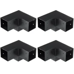 Outlet Pergola beslag sæt 101x101mm, 4 stk. 3-vejs robuste hjørnebeslag til gør-det-selv projekter, nem installation af træbjælker til udendør Buer, Spalier, Lysthuse Uden Tag