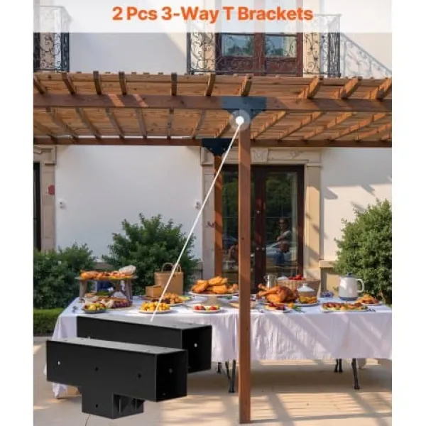 Buer, Spalier, Lysthuse Uden Tag^Pergola beslagssæt, T-formet 92x92 mm, sort, stål