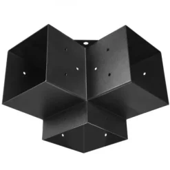 Buer, Spalier, Lysthuse Uden Tag^Pergola beslagssæt, 3-vejs hjørnebeslag 142x142 mm, sort, kulstofstål