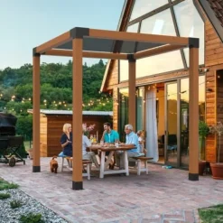 Outlet Pergola beslagssæt, 3-vejs hjørnebeslag, 14,2x14,2 cm, sort, stål Buer, Spalier, Lysthuse Uden Tag