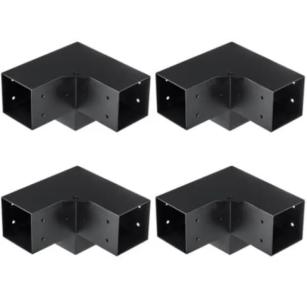 Buer, Spalier, Lysthuse Uden Tag^Pergola beslagssæt, 3-vejs kraftigt hjørnebeslag, 10,2x10,2x15,2 cm, sort, stål