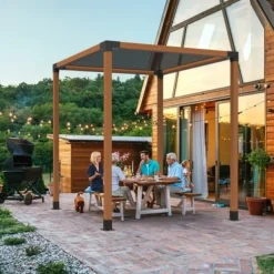 Buer, Spalier, Lysthuse Uden Tag^Pergola beslagssæt, 3-vejs kraftigt hjørnebeslag, 10,2x10,2x15,2 cm, sort, stål