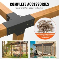 Buer, Spalier, Lysthuse Uden Tag^Pergola beslagssæt, 4-vejs kraftigt hjørnebeslag, 10,2x10,2 cm, sort, stål