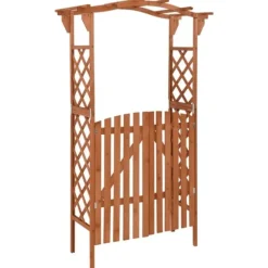 Buer, Spalier, Lysthuse Uden Tag^Pergola med låge - Havepergola i massivt grantræ | Størrelse: 116x40x204 cm