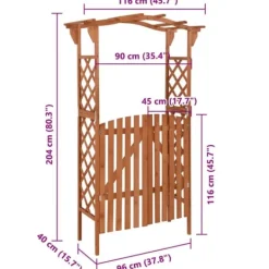 Buer, Spalier, Lysthuse Uden Tag^Pergola med låge - Havepergola i massivt grantræ | Størrelse: 116x40x204 cm