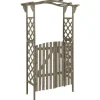 Buer, Spalier, Lysthuse Uden Tag^Pergola med låge i massivt grantræ - Havepergola | Farve: Grå | Størrelse: 116x40x204 cm