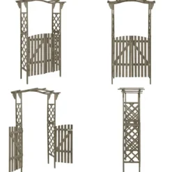 Online Pergola med låge 116x40x204 cm massivt grantræ grå - Pergola - Pergolaer - Home & Living Buer, Spalier, Lysthuse Uden Tag