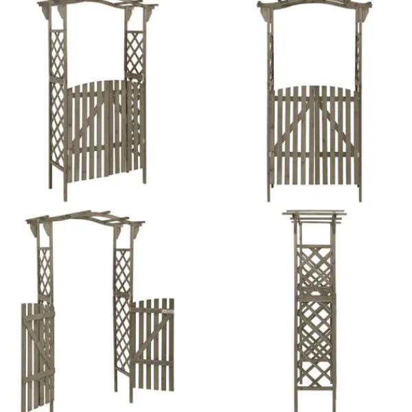 Online Pergola med låge 116x40x204 cm massivt grantræ grå - Pergola - Pergolaer - Home & Living Buer, Spalier, Lysthuse Uden Tag