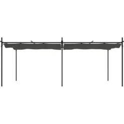 Buer, Spalier, Lysthuse Uden Tag^Pergola med sammenrulleligt tag - Stabil struktur | Farve: Antracitgrå | Størrelse: 589x292x230 cm