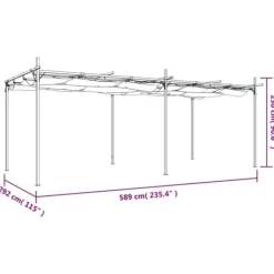 Buer, Spalier, Lysthuse Uden Tag^Pergola med sammenrulleligt tag - Stabil struktur | Farve: Antracitgrå | Størrelse: 589x292x230 cm