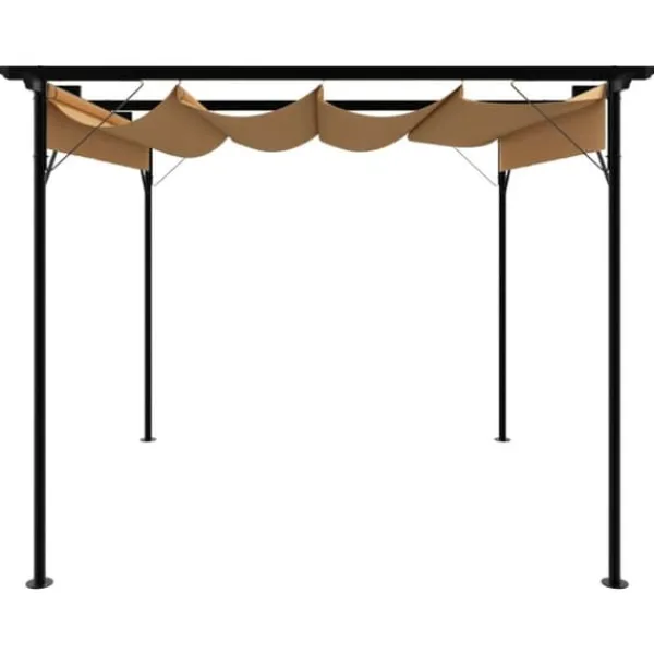 Buer, Spalier, Lysthuse Uden Tag^Pergola med sammenrulleligt tag 3x3 m | Stål | Farve: Gråbrun | 180 g/m²