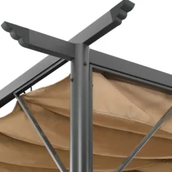 Buer, Spalier, Lysthuse Uden Tag^Pergola med sammenrulleligt tag 3x3 m | Stål | Farve: Gråbrun | 180 g/m²