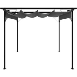 Buer, Spalier, Lysthuse Uden Tag^Pergola med sammenrulleligt tag 3x3 m - Robust antracitgrå stål | Vægt: 180 g/m²