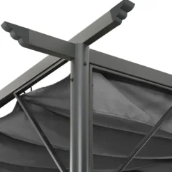 Buer, Spalier, Lysthuse Uden Tag^Pergola med sammenrulleligt tag 3x3 m - Robust antracitgrå stål | Vægt: 180 g/m²