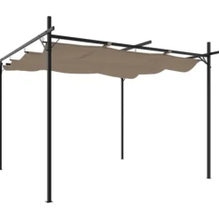 Outlet Pergola med sammenrulleligt tag - UV-resistent & robust | Størrelse: 295x292x230 cm | Farve: Gråbrun Buer, Spalier, Lysthuse Uden Tag