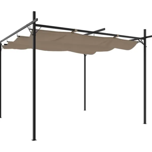 Outlet Pergola med sammenrulleligt tag - UV-resistent & robust | Størrelse: 295x292x230 cm | Farve: Gråbrun Buer, Spalier, Lysthuse Uden Tag