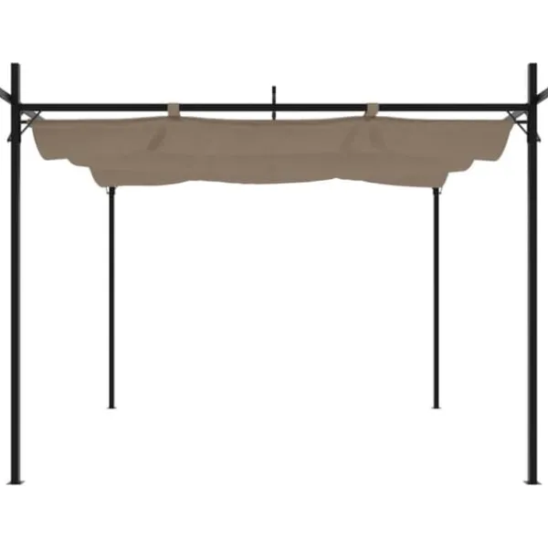 Outlet Pergola med sammenrulleligt tag - UV-resistent & robust | Størrelse: 295x292x230 cm | Farve: Gråbrun Buer, Spalier, Lysthuse Uden Tag