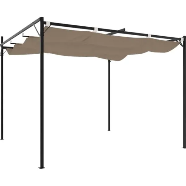 Outlet Pergola med sammenrulleligt tag - UV-resistent & robust | Størrelse: 295x292x230 cm | Farve: Gråbrun Buer, Spalier, Lysthuse Uden Tag