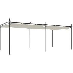 Buer, Spalier, Lysthuse Uden Tag^Pergola med sammenrulleligt tag - UV-resistent | Farve: Creme | Størrelse: 589x292x230 cm