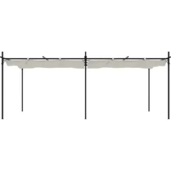 Buer, Spalier, Lysthuse Uden Tag^Pergola med sammenrulleligt tag - UV-resistent | Farve: Creme | Størrelse: 589x292x230 cm