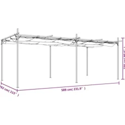 Buer, Spalier, Lysthuse Uden Tag^Pergola med sammenrulleligt tag - UV-resistent | Farve: Creme | Størrelse: 589x292x230 cm
