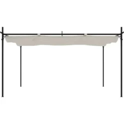 Buer, Spalier, Lysthuse Uden Tag^Pergola med sammenrulleligt tag - Stabil struktur | Farve: Cremefarvet | Størrelse: 395x292x230 cm