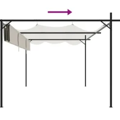 Buer, Spalier, Lysthuse Uden Tag^Pergola med sammenrulleligt tag - Stabil struktur | Farve: Cremefarvet | Størrelse: 395x292x230 cm