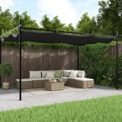 Clearance Pergola med sammenrulleligt tag - Udendørs pavillon | Størrelse: 395x292x230 cm | Farve: Antracitgrå Buer, Spalier, Lysthuse Uden Tag