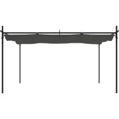 Clearance Pergola med sammenrulleligt tag - Udendørs pavillon | Størrelse: 395x292x230 cm | Farve: Antracitgrå Buer, Spalier, Lysthuse Uden Tag