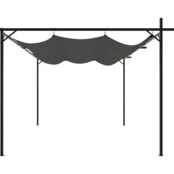 Clearance Pergola med sammenrulleligt tag - Udendørs pavillon | Størrelse: 395x292x230 cm | Farve: Antracitgrå Buer, Spalier, Lysthuse Uden Tag